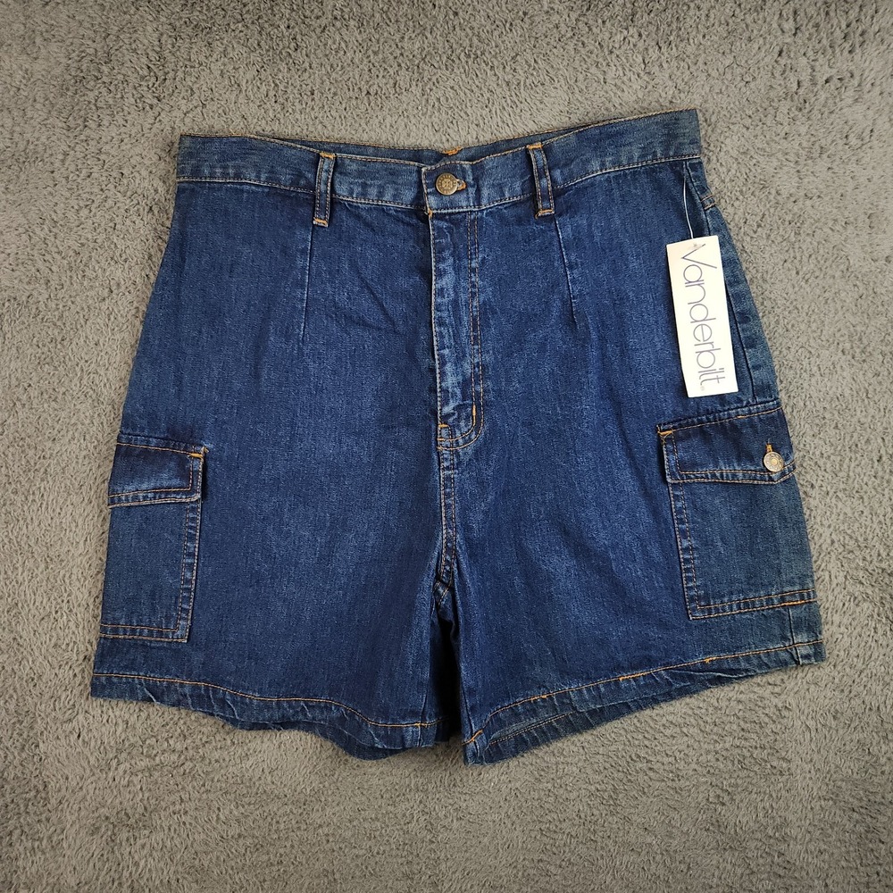 Vintage 90s High Waist Denim Shorts Womens 12 W30 Wide‎ Leg Bareback Deadstock